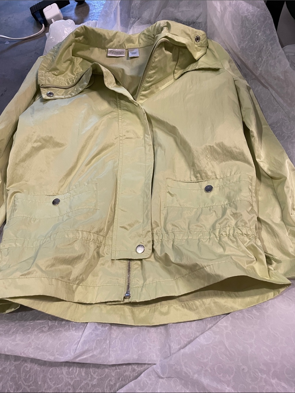 Light Olive Utility Anorak Jacket with Snap Pockets